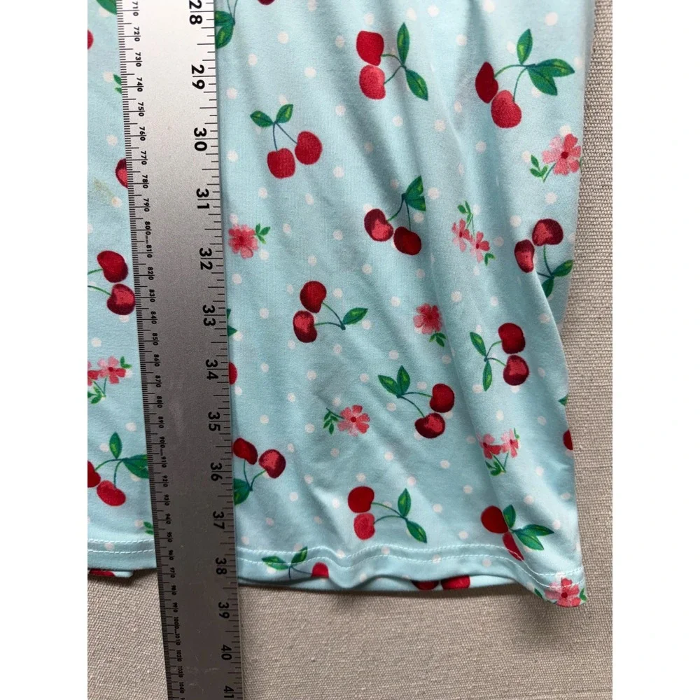 Joyspun Women Plus 2X-3X Cherry Polka Dot Sleep Dress Blue Short Sleeve Pockets - Picture 9 of 9